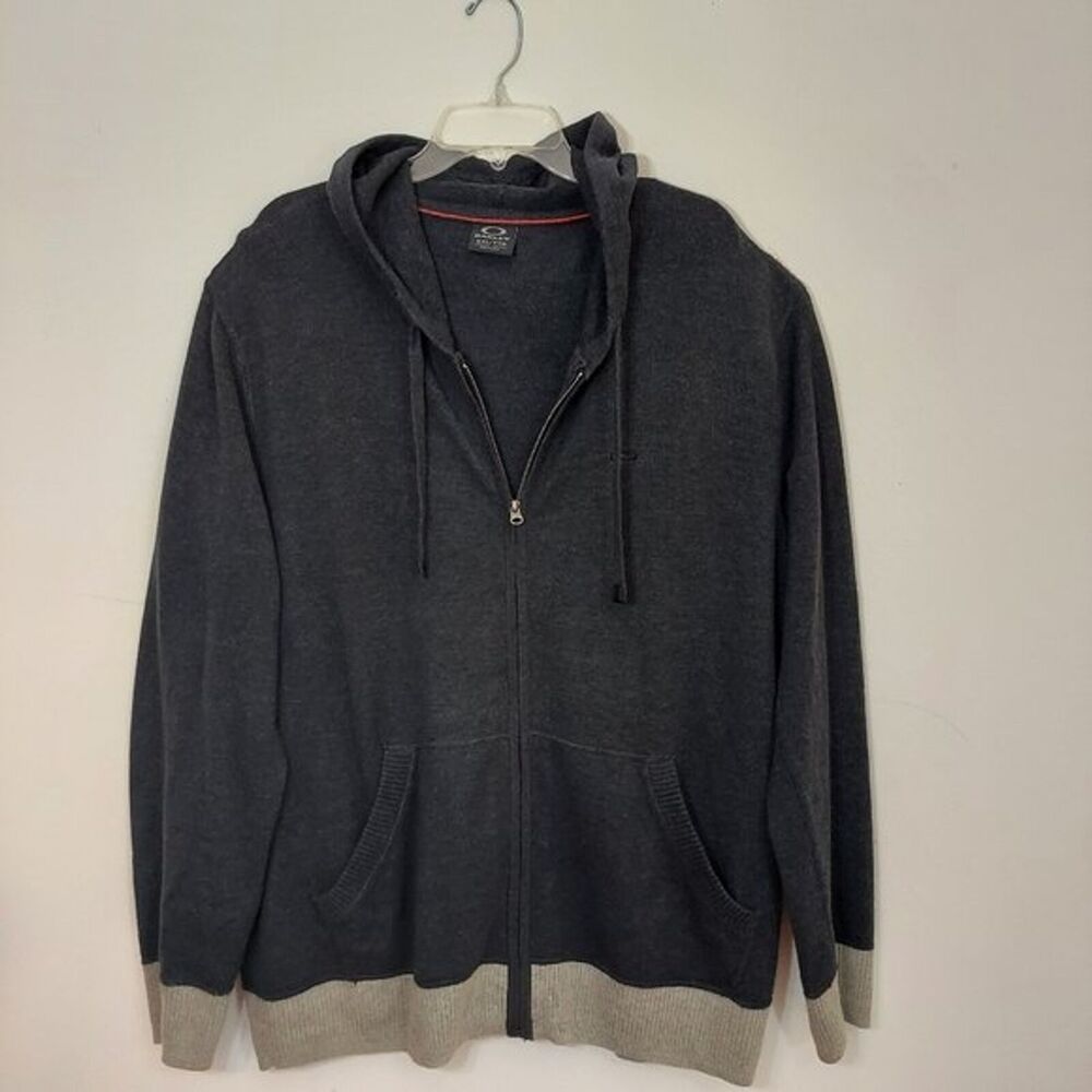 Oakley Mens XXL Sweater Hooded Lightweight Hoodie Jacket Charcoal Gray Black 2X